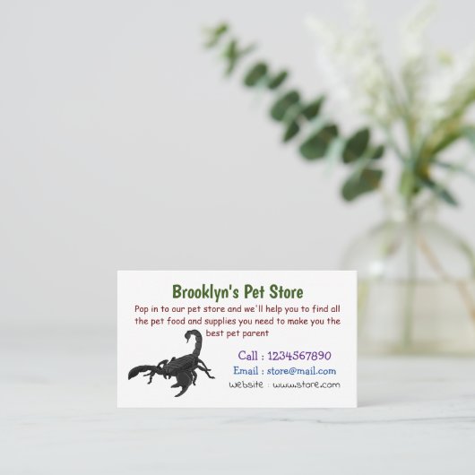 黒い飢えたサソリの漫画イラストレーション 名刺 (スタンド正面)