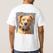黒い首輪を着けたゴールデンレトリバーの肖像 Tシャツ (裏面)