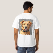 黒い首輪を着けたゴールデンレトリバーの肖像 Tシャツ (裏面フル)