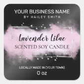 黒い香り付き大豆キャンドルのラベンダーインク スクエアシール (正面)