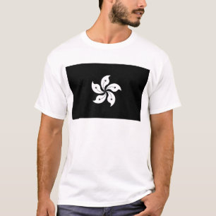 黒い香港の蘭の花の地方旗 Tシャツ