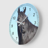 黒い馬および青空 ラージ壁時計 (傾斜)