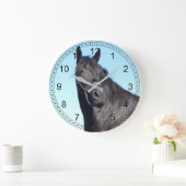 黒い馬および青空 ラージ壁時計 (ホーム)