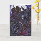 黒い馬のペルシャのメッセージカード カード (黄色い花)