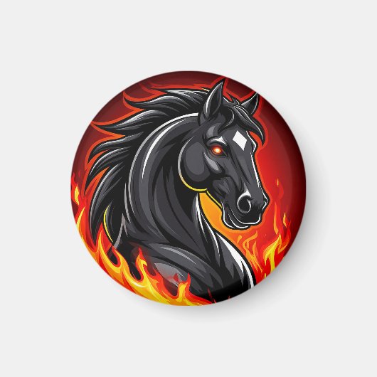 🔥黒い馬のマグネット グローアイ ギフト マグネット (正面)