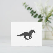 黒い馬のランニングシルエット ポストカード (スタンド正面)