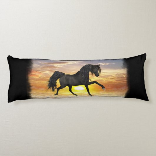 黒い馬の抱き枕20" x 54"、カスタマイズ ボディピロー (裏面)