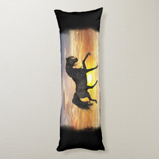 黒い馬の抱き枕20" x 54"、カスタマイズ ボディピロー (裏面 (縦))