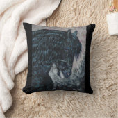 黒い馬の枕 クッション (ブランケット)