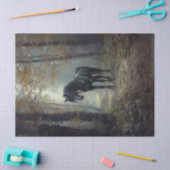 黒い馬の森のデコパージュ 薄葉紙 (クラフト)