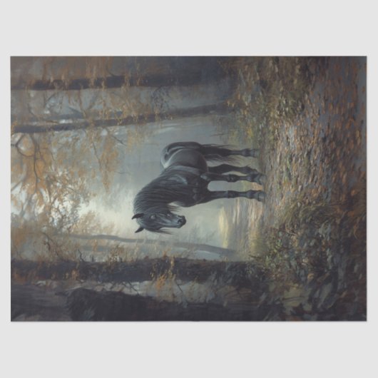 黒い馬の森のデコパージュ 薄葉紙 (正面)