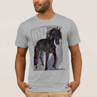 黒い馬の水彩画 Tシャツ