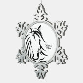 黒い馬の頭 スノーフレークピューターオーナメント (右)