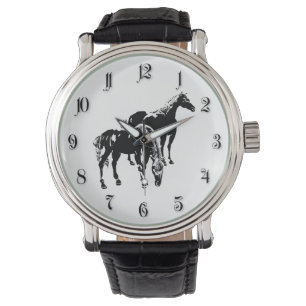 黒い馬2頭 腕時計