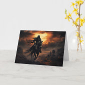 黒い騎手と燃える太陽 カード (黄色い花)
