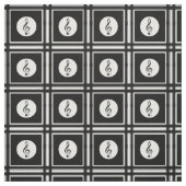 黒い高音クレフ、 音符記号パターン ファブリック (見本)