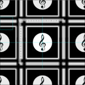 黒い高音クレフ、 音符記号パターン ファブリック (タイル)