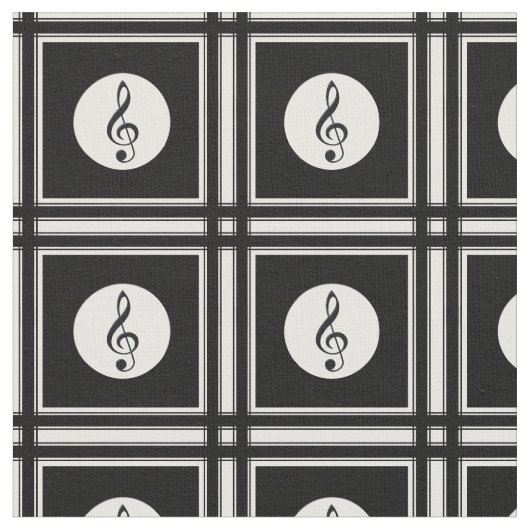 黒い高音クレフ、 音符記号パターン ファブリック (クローズアップ)