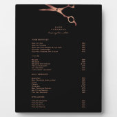 黒い髪のサロン銅価格リストメニュー表示 フォトプラーク (正面)