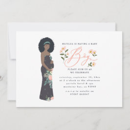 黒い髪の母は男の子の赤ちゃんシャワーの人になる