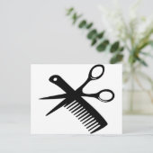 黒い髪結い鋏 ポストカード (スタンド正面)