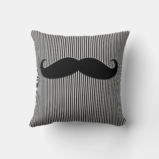 黒い髭およびストライプのおもしろいな装飾用クッション クッション (裏面)