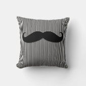 黒い髭およびストライプのおもしろいな装飾用クッション クッション (正面)