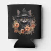 黒い魔女の帽子ハロウィーンの黒猫 缶クーラー (裏面)