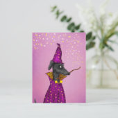 黒い魔法使いの犬はがき ポストカード (スタンド正面)