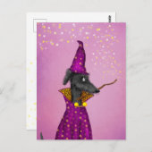 黒い魔法使いの犬はがき ポストカード (正面/裏面)