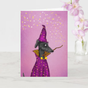 黒い魔法使い犬の誕生日カード カード