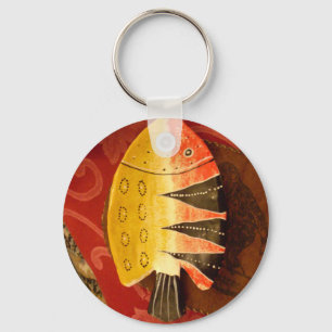 黒い魚と平らな黄色と赤ストライプい魚.jpg キーホルダー