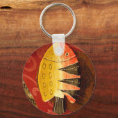 黒い魚と平らな黄色と赤ストライプい魚.jpg キーホルダー (正面)