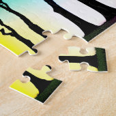 黒い鮮やかシルエットの木に虹の空 ジグソーパズル (側面)