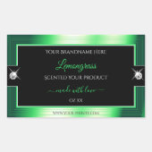 黒い鮮やか緑の光沢のあるブリリアント製品ラベル 長方形シール (正面)