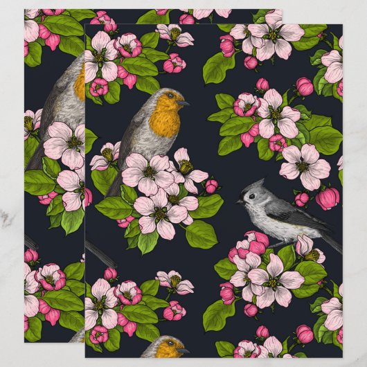 黒い鳥と花 (正面/裏面)