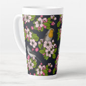 黒い鳥と花 カフェラテマグ (左アングル)