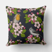 黒い鳥と花 クッション (裏面)