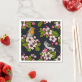 黒い鳥と花 スタンダードカクテルナプキン (インサイチュ)