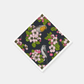 黒い鳥と花 スタンダードカクテルナプキン (角)