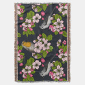 黒い鳥と花 スローブランケット (正面縦)