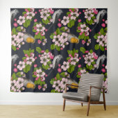 黒い鳥と花 タペストリー (インサイチュ(横))