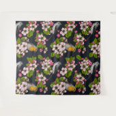 黒い鳥と花 タペストリー (正面(横))