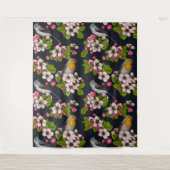 黒い鳥と花 タペストリー (正面)