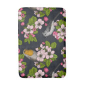 黒い鳥と花 バスマット (正面縦)