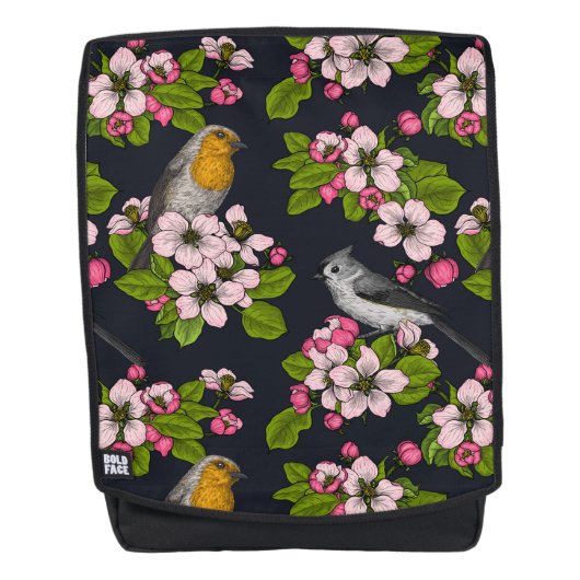 黒い鳥と花 バックパック (正面)