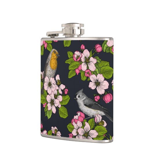 黒い鳥と花 フラスク (左)