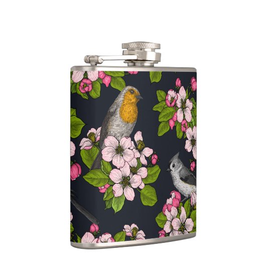 黒い鳥と花 フラスク (右)
