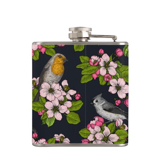 黒い鳥と花 フラスク (裏面)