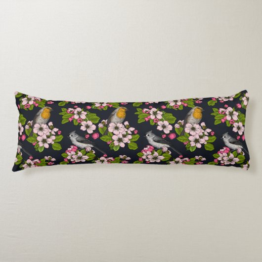 黒い鳥と花 ボディピロー (正面)